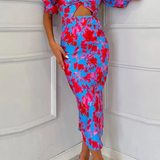 Sofija | Vestido midi de verano con mangas abullonadas para mujer