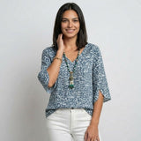 Blusa Floral con Manga Abierta para Conforto Elegante