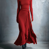 Vittoria ❘ Vestido largo de manga larga con cinturón para otoño