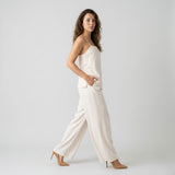 Conjunto Fluido con Top de Tirantes Finos y Pantalones Amplios Ligeros