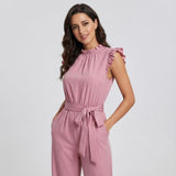 Macacão Feminino Elegante com Cintura Ajustável e Detalhes com Folhos