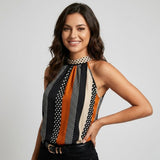 Top fluido estampado en mezcla de viscosa | Corte recto | Estilo contemporáneo