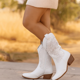 Jamie - Botas de Salto com Costuras Bordadas
