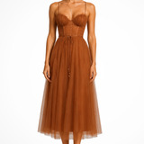 Florencia | Vestido midi de tul con corsé para invitadas de boda