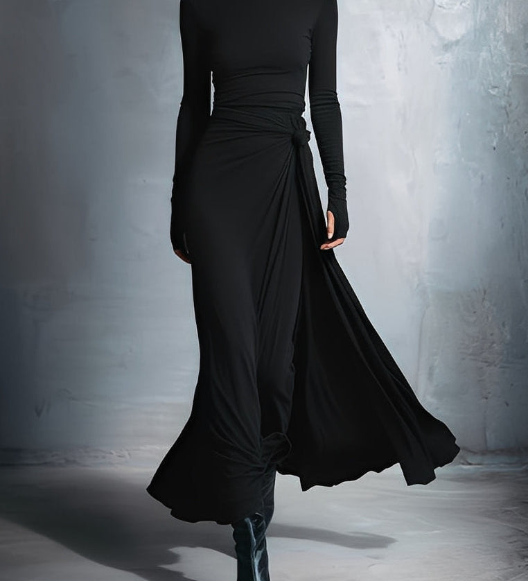 Vittoria ❘ Vestido largo de manga larga con cinturón para otoño