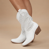 Jamie - Botas de Salto com Costuras Bordadas