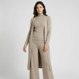 Conjunto de Punto con Cárdigan Largo para Conforto Elegante