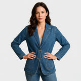 Blazer casual de denim de algodón | Corte recto | Elegancia desenfadada
