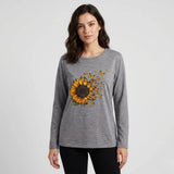 Camiseta casual de mezcla de algodón | Corte recto | Estampado floral