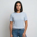 Blusa a Rayas con Panel Frontal para Conforto Diario
