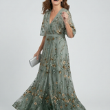 Selora | Vestido maxi floral fluido con escote halter