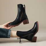 Jadonna - Botas Estilosas com Salto e Fecho de Zíper