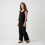 Conjunto Fluido con Top con Volantes y Pantalón Amplio Confortable