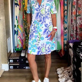Federica™ - Vestido con mangas cortas y estampado floral