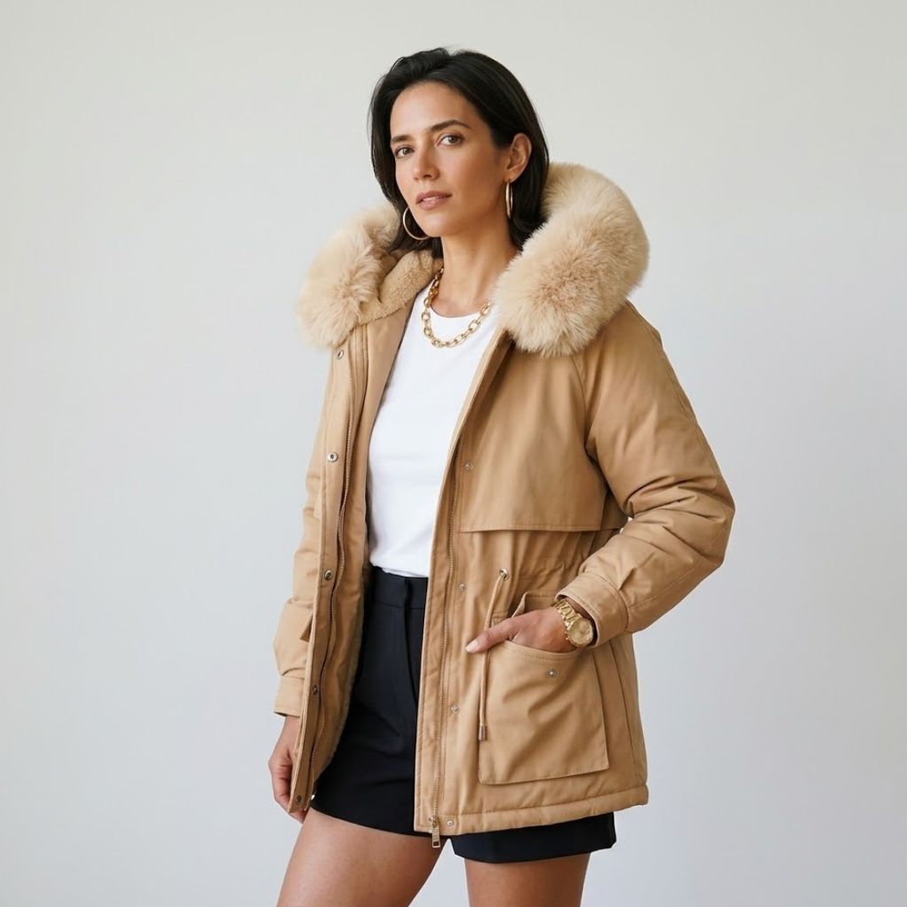 Parka Estructurada con Capucha Envolvente para Conforto Diario
