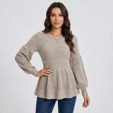 Camiseta de punto con efecto peplum | Corte femenino | Conforto elegante