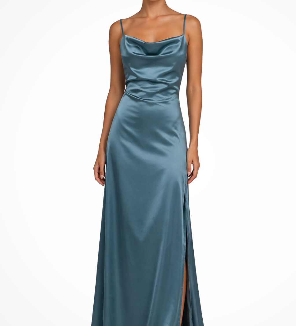 Seraphina | Vestido Maxi de Satén con Cuello de Cowl para Mujeres, Ideal para Jardín, Baile, Boda y como Invitada