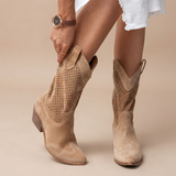 Jamie - Botas de Salto com Costuras Bordadas