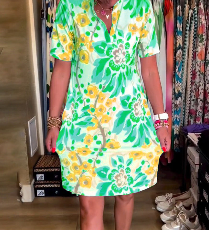 Federica™ - Vestido con mangas cortas y estampado floral