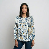 Blusa Fluida Estampada con Mangas Largas y Caída Natural