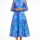 Genevieve | Vestido Midi de Flores con Mangas Abullonadas para Invitadas de Boda