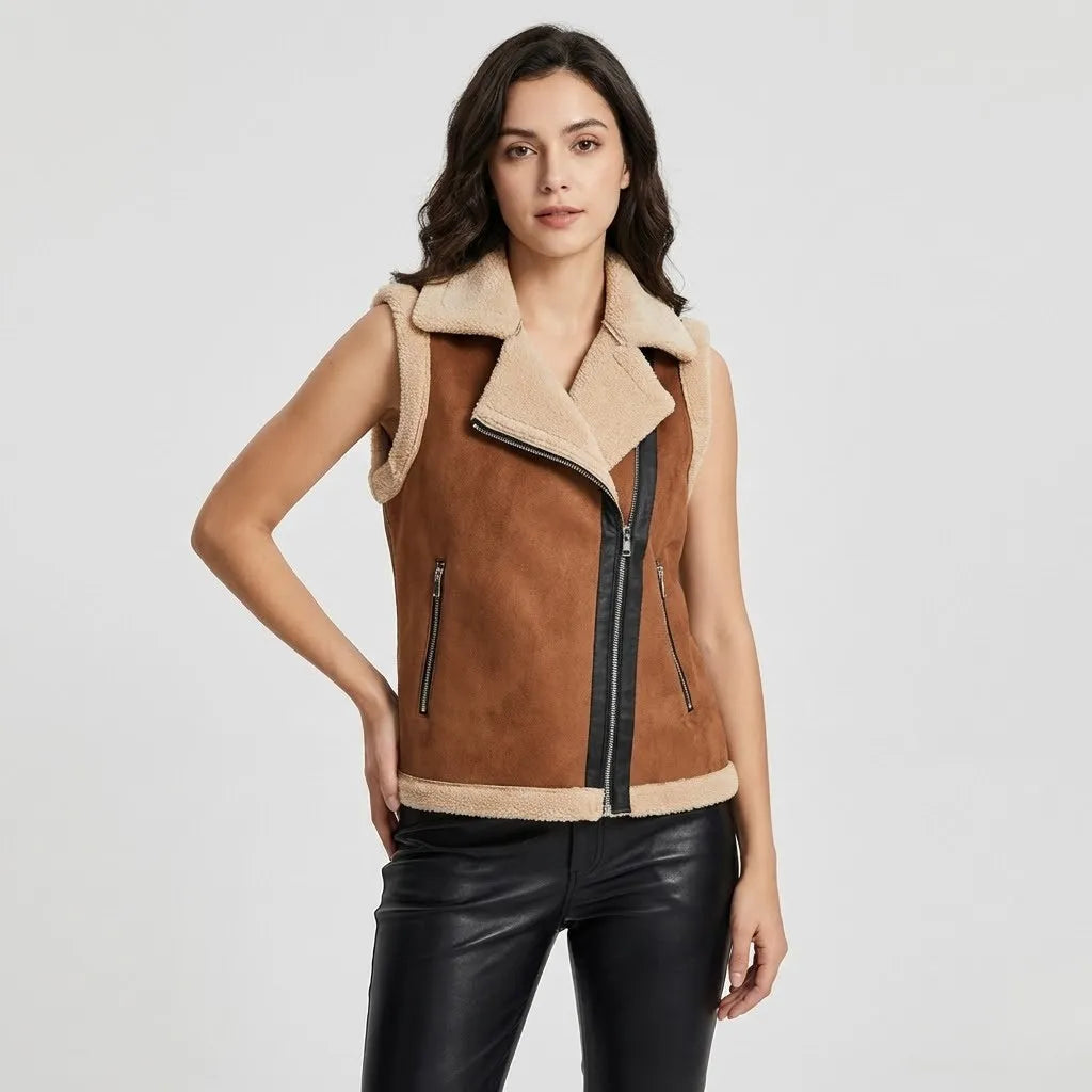 Actitud urbana con interior suave | Chaleco biker sin mangas | Estilo moderno