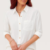 Camisa casual femenina de manga larga con botones