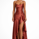 Sienna | Vestido Maxi de Satén con Cuello de Cowl para Mujeres