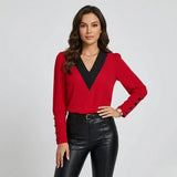 Blusa elegante en viscosa fluida | Corte ajustado | Detalle contrastante