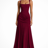 Lavinia | Vestido Maxi de Cuello Cuadrado para Invitadas de Boda con Corte Lateral