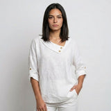 Blusa Ligera con Botones en el Escote para Conforto Diario