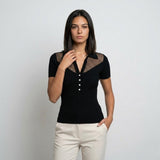 Blusa Ajustada con Cuello Estructurado para Visual Elegante