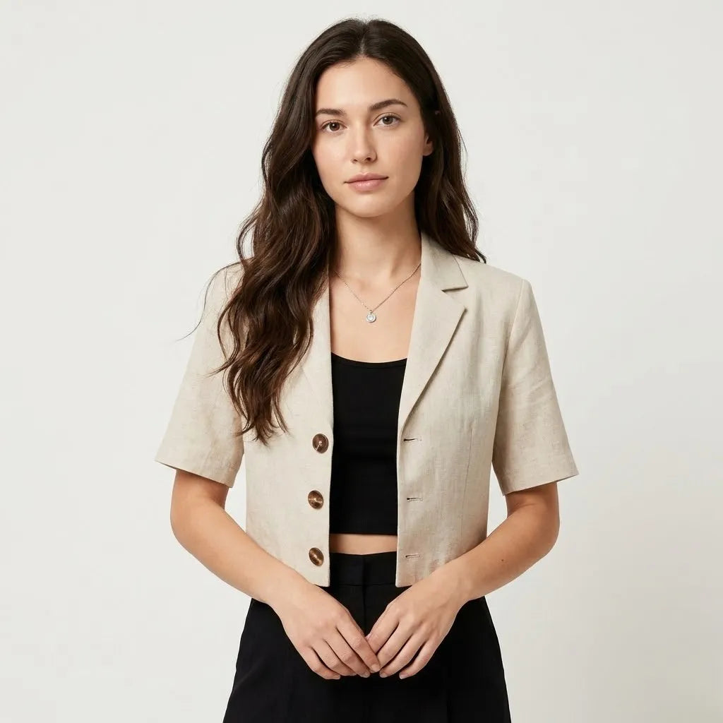 Blazer corto de manga corta | Corte estructurado | Lino