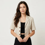 Blazer corto de manga corta | Corte estructurado | Lino
