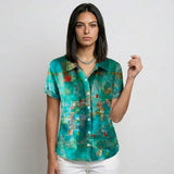 Blusa Camisera Estampada con Manga Corta para una Presencia Ligera