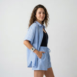 Conjunto Casual con Camisa Suelta y Pantalones Cortos de Cintura Ajustable
