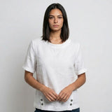 Blusa Ligera con Botones Laterales para Conforto Diario