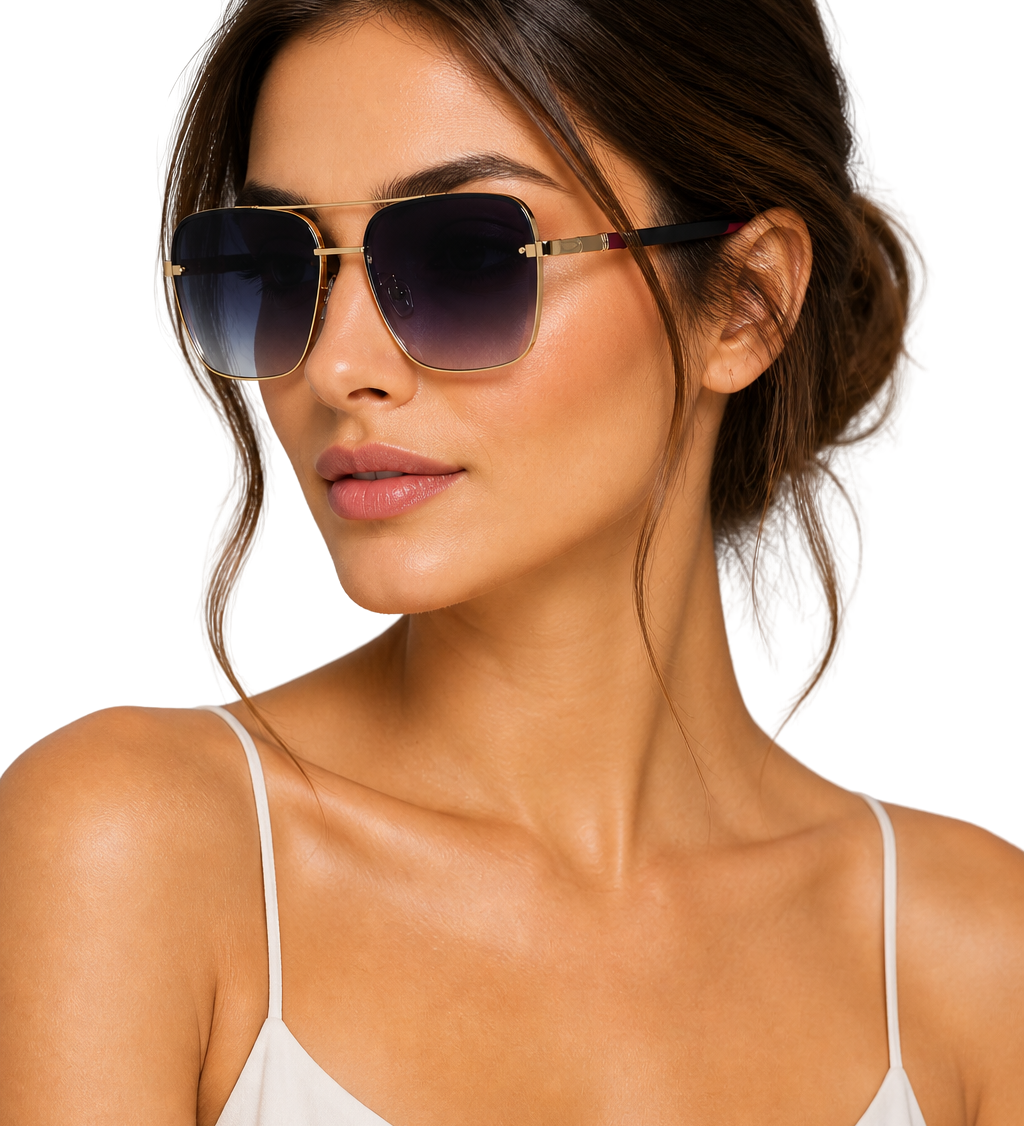 Raffy | Gafas de Sol Aviador con Montura de Metal Dorado y Lentes Degradados
