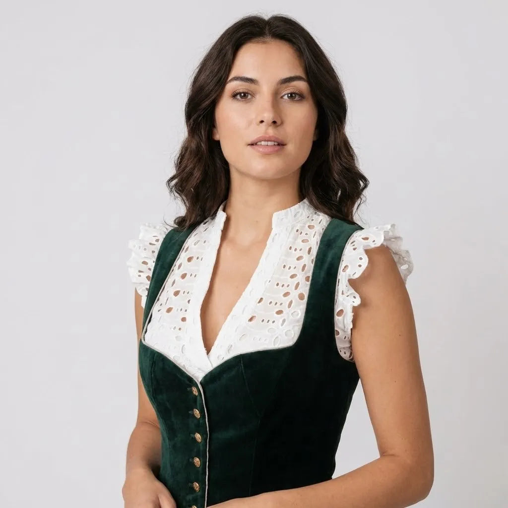 Top romántico de algodón bordado | Corte ajustado | Elegancia femenina