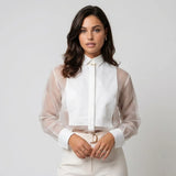 Blusa elegante en mezcla de algodón | Corte recto | Transparencia sofisticada