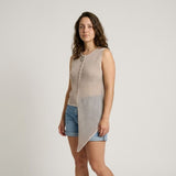 Blusa de Punto Texturizado sin Mangas con Escote en V y Ligereza Elegante