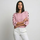 Blusa a Rayas con Manga Detallada para Conforto Diario