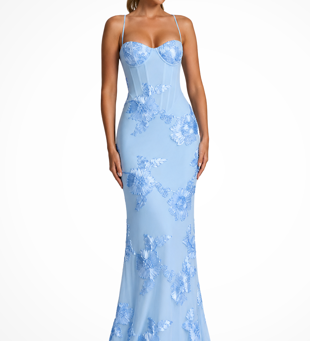 Valentina | Vestido Maxi de Novia con Escote Corazón y Apliques Florales para Mujeres