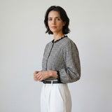 Blusa Clásica con Patrón de Cuadrícula y Corte Confortable para Uso Diario