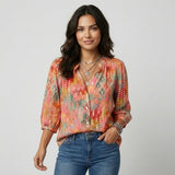 Blusa estampada de inspiración bohemia | Corte suelto | Estilo relajado