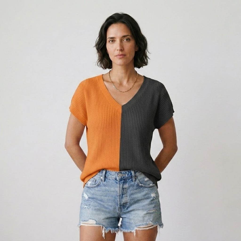 Camiseta Fluida con Escote en V y Corte Suelto para Días de Verano