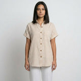 Blusa de Rayas con Bolsillo Frontal para Uso Diario