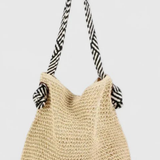 Briar | Bolsa de Hombro de Paja Tejida con Correa de Contraste para Mujeres