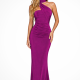 Imogen | Vestido maxi drapeado de una sola manga para invitadas de boda de jardín