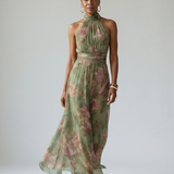 Mirelle | Vestido midi halter fruncido